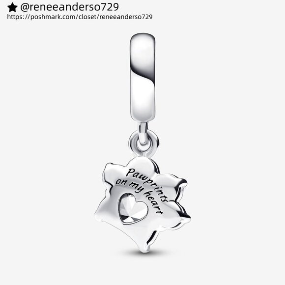 Pandora Sparkling Pet Paw Print Dangle Charm - Picture 2 of 5